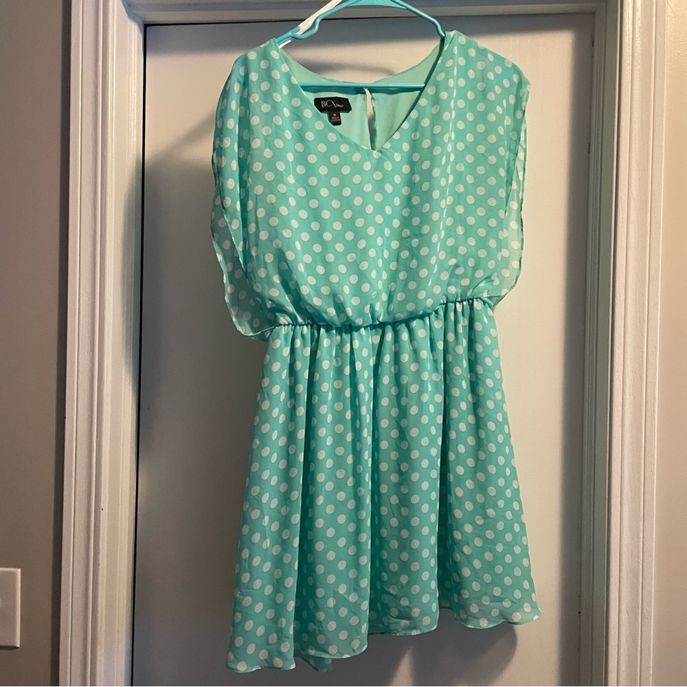 BCX Aqua Polka Dot Dress